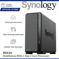 SYNOLOGY DS124 NAS DISKSTATION 1-BAY NAS 2-CORE PROCEESOR - IDEAL DATA BACKUP HOME CLOUD STORAGE