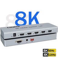 8K 60Hz HDMI Splitter 1 in 4 out 4K 120Hz HDMI 2.1 Video Splitter Distributor 1x4 Duplicate Display 