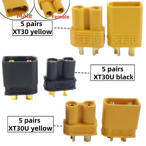 5 Pairs XT30 XT30U Plug Male Female Bullet Connector XT30U-F XT30U-M for RC Lipo Battery Quadcopter 