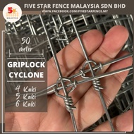 Gi Galvanised Grip Lock Cyclone Fence Pagar Kambing Lembu Pagar Kebun 4 kaki x 50meter x 2.5mm Five 