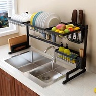 黑色不鏽鋼廚房置物架水龍頭水槽碗盤瀝水架配刀架砧板架