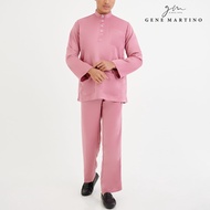 Gene Martino Baju Melayu Premium Dull Satin Classic Fit 777 - Prawn Pink 56