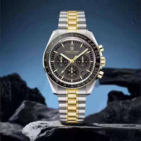 PAGANI DESIGN 2025 Men's Watch Gold and Silver Moon Luxury Men's Quartz Watch Sports Chronograph Sap