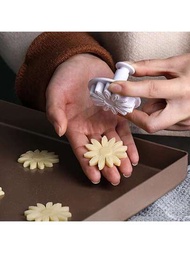 3入組/套向日葵彈簧餅乾模型切割刀和雛菊切片機,白色塑膠軟糖模具適用於烘烤