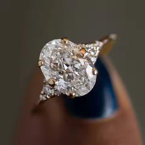 Oval Cut 1ct 2ct 3ct Moissanite Ring for Woman 925 Sterling Silver Gold Plated Zircon Cluster Engage