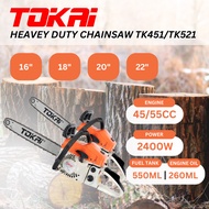 TOKAI Heavy Duty Chainsaw 16"/18"/20"/22" (TK451/TK521) Mesin Gergaji Pokok (45CC/55CC)