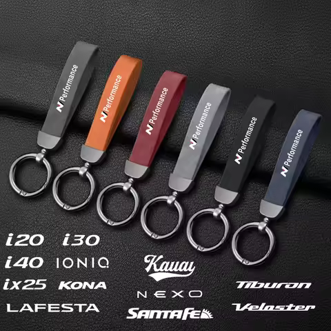 New Leather Metal Car Key Chain Keychain Key Ring For Hyundai i10 i25 i20 i30 N Performance i40 i45