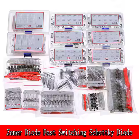 DIP SMD Zener Diode Fast Switching Schottky Diode Assorted Kit 1N4148 1N4007 1N5819 FR107 FR207 1N58
