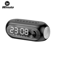 Wiresto Mirror Bluetooth Speaker Alarm Clock Bluetooth Speaker Digital Display Radio LED Wireless Subwoofer Music Player Table Clock Multifunction Bluetooth Speaker FM Radio