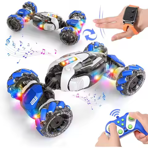 Remote Control Car, 360° Rotating 4WD Gesture Sensing RC Stunt Car with Lights & Music for Kids Ages