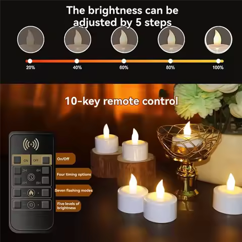 A76X-Flameless Candles With Remote Control Timer& Charging Base- 6Pcs USB Rechargeable Battery LED T