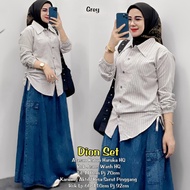 KATUN Dion's Trendy Jeans Skirt Set, Haruka Cotton Material, Mix Wash Jeans, LD 110cm, PJ Skirt 92cm