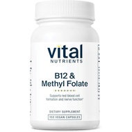 Vital Nutrients Vitamin B12 & Methyl Folate | Vegan Methylated Folate & B12 Supplement | 5-MTHF Plus