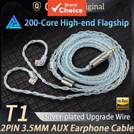QKZ T1 Earphones Cable 3.5mm Jack QDC 0.75mm Connector Wired Headphones For ZXN ZXT VK4 ZX2 ZAX2 KZ 