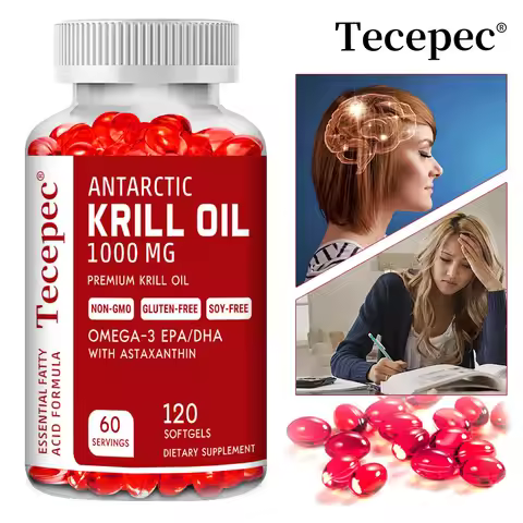 Antarctic Krill Oil 1000 Mg with Omega-3 EPA, DHA, Astaxanthin and Phospholipids for Heart, Brain an