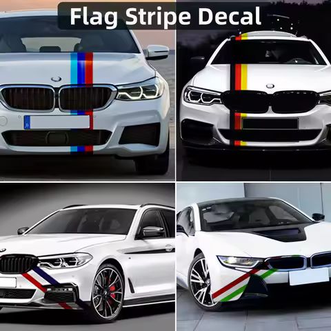 runmade Car Auto Hood Roof Fender M-Colored Power Flag Stripe Sticker Decal For BMW 1 2 3 4 5 7 Seri