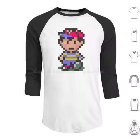 Ness Sprite Hoodie Cotton Long Sleeve Earthbound Ness Mother Snes Mother 2 Lucas Mother 3 Retro Supe