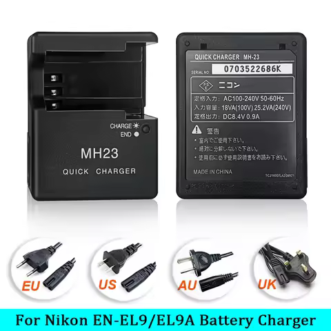 MH-23 Charger for Nikon En-EL9 EN-EL9A L Battery D8000;D5000;D3000;D60;D40;D40X Camera MH23