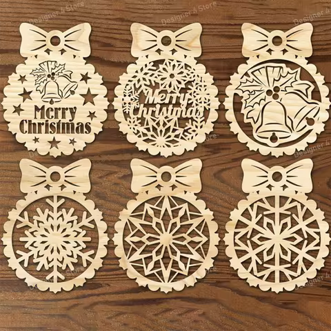 6 Christmas Tree Toys Laser Cut 2D Vector Design CDR AI SVG DXF Format Files for Cricut Designs Digi