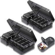 2 Pack Weekly Pill Boxes and Organizer 2 Times a Day, Portable Travel 2 Week 14 Day Morning and Nigh