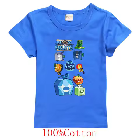2024 New Blox Fruits T Shirt for Kids Summer Clothes Junior Boys Cotton Short Sleeve Tops Girls Casu