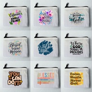 Verses Bible Quotes Giveaways Souvenir Coin Purse 3"x4" Pouch Wallet with Zipper Canvas Gift