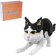 Larcele Cat Mini Building Blocks Animal Set, DIY Micro 3D Building Toy Bricks,1390 Pieces KLJM-05(Bl