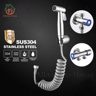 ★Ready Stock★ 304 Stainless Steel Spray Gun Set High pressure bidet Sprayer US standard toilet flushing spray gun Bathroom shower water spray head set