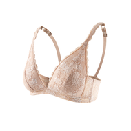 Jollynn Joy Cotton Lace Bra บราลูกไม้ไร้โครง เต้าสามเหลี่ยม ดีไซน์ทรง V โชว์ร่องอก ตะขอหลัง ฟองบาง ร