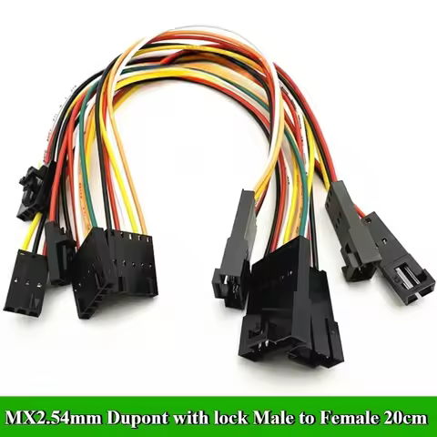 2-50Pcs/lot MX2.54mm Dupont with lock extension line terminal wire TJC8 Male to Female 2P/3P/4P/5P/6
