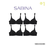 (Set 4 ชิ้น) Sabina Perfect Bra Level 1 เสื้อชั้นใน ไร้ตะเข็บ ไร้โครง รหัส NBD24002BK - สีดำ