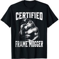 Frame Mogging - Funny Cringe Alpha Wolf Unisex T-Shirt