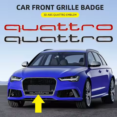 3D ABS Quattro Emblem Car Front Grille Badge LOGO Auto Accessorie For Audi SLine A5 C6 C5 A1 A7 Q3 T