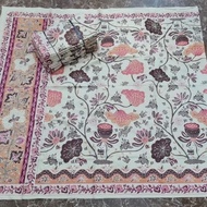 KATUN ORIGINAL LAWEYAN SOLO BATIK CLOTH (COTTON) ENCIM PEACH MOTIF LOTUS FLOWER ROOT BROWN ORANGE PE