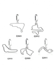 ชิ้นเงินแท้ 925 ดีไซน์สไตล์ เส้นคอนทัวร์ แผนที่ จี้เม็ดลูกปัด เครื่องประดับสำหรับผู้หญิง เครื่องประด