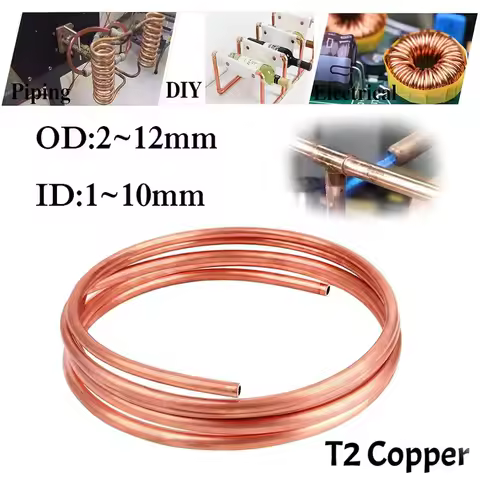 1M Soft Coil Coppers Tube T2 Red Coppers Tubing OD 2/3/4/5/6/8/10/12mm Airs Conditioning Refrigerati