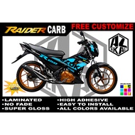 Raider R150 carb sticker decals aqua blue
