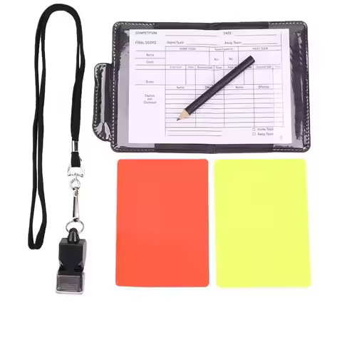 Referee Card Set, Scorebook Whistle Pencil Football Referee Red and Yellow Warning Cards for Soccer 