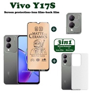 3-In-1สำหรับ Vivo Y17S กระจกเทมเปอร์ปกป้องหน้าจอ Vivo Y17S กระจกเทมเปอร์หน้าจอ + ฟิล์มกล้อง + ฟิล์มด้านหลัง