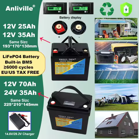 12V 25Ah 35Ah 70Ah 24V 35Ah LiFePO4 Battery, With BMS, Portable Power, For Mobility Scooter , UPS Ba
