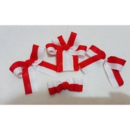 MERAH August Hair Clips, August Committee Brooches, August Trinkets, Red and White Hair Clips, Red a