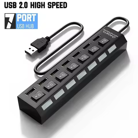 7 In 1 USB 3.0 Hub Multi USB Splitter Hub USB Power Adapter Multiple Expander USB 7 Port Hub With LE
