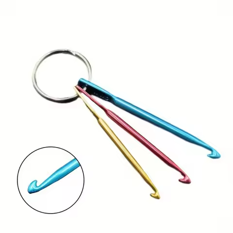 Single-head Braided Keyring Crochet Hook Color Keychain Short Crochet Needle, 3 Keychains Short Croc