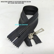 25 cm Vislon Black Silver Dot Zipper Set Close End Code BSB
