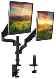 Mount-It! Monitor Arm Mount Desk Stand | Vertical Stackable Arms | Articulating Gas Springs Height A