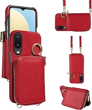 Furiet Wallet Case for Samsung Galaxy A02 with Shoulder Strap Ring Buckle, Luxury PU Leather Zipper 