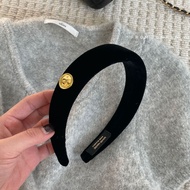 Fever Black Gold Label Velvet Headband High-End High Headband Round Face Slimmer Look Retro Hong Kon