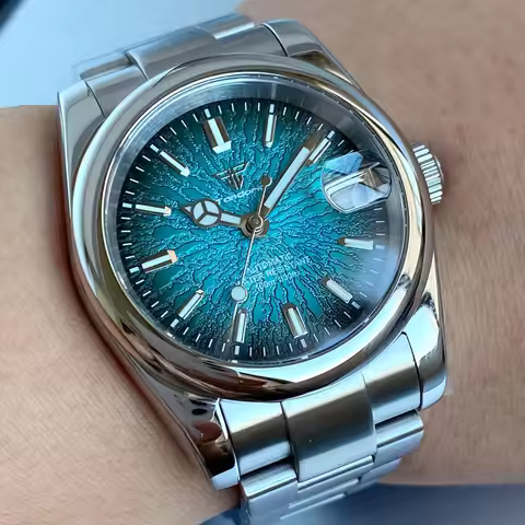 Tandorio NH35A Automatic Watch for Men Luminous Textured Dial Mechanical Sapphire Crystal Polished L