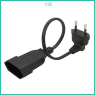 CRE 30cm EU Power Adapter Cord 90 Degree Angled European Round 2Pin Male to Female Plug Socket Extension Cable Line