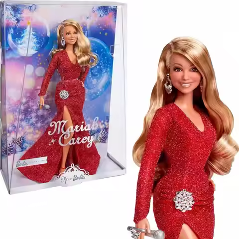 Trendy Barbie Dolls Mariah Carey Holiday Collectio Red Sparkling Dress Surprise Christmas Collection
